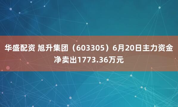华盛配资 旭升集团（603305）6月20日主力资金净卖出1773.36万元